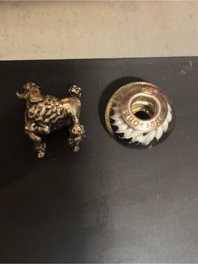 S925 ALE Sterling Silver Poodle and Core Black & White Murano Glass Charm Bead